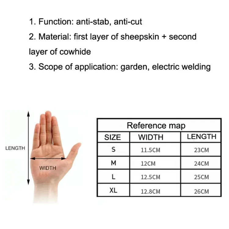 1 Pair JJ-5002 Outdoor Riding Gardening Genuine Leather Safety Gloves, Size: L