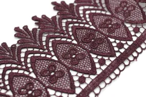 100mm 8 Mt. Aubergine Purple Bridal Guipure Lace Trim | 3.93 Inches Wide Lace Trim | Geometric Bridal Lace | French Guipure Curtain TRM100