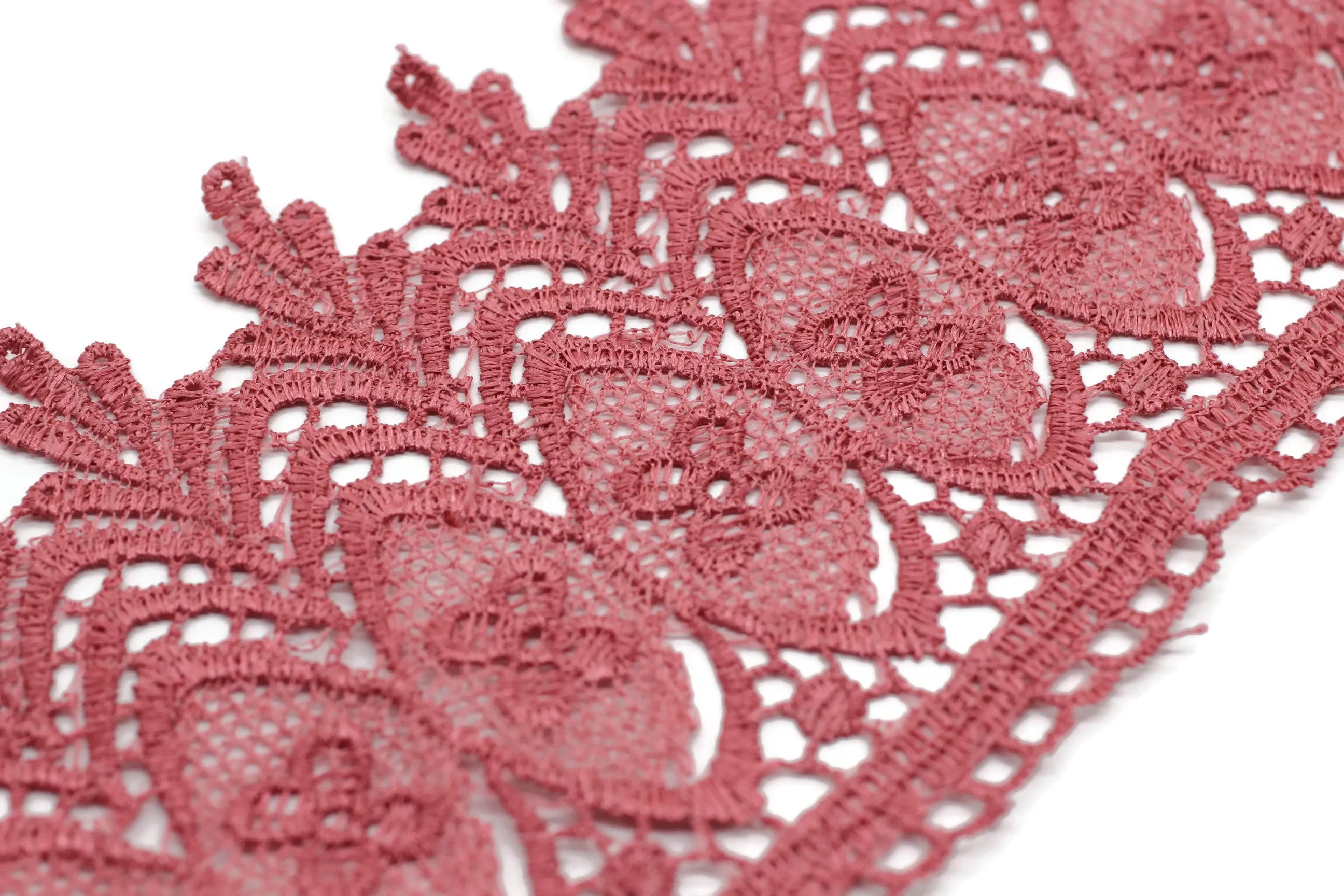 100mm 8 Mt. Coral Pink Bridal Guipure Lace Trim | 3.93 Inches Wide Lace Trim | Geometric Bridal Lace | French Guipure | Lace Fabric TRM100