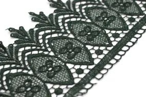 100mm 8 Mt. Dark Green Bridal Guipure Lace Trim | 3.93 Inches Wide Lace Trim | Geometric Bridal Lace | French Guipure | Lace Fabric TRM100