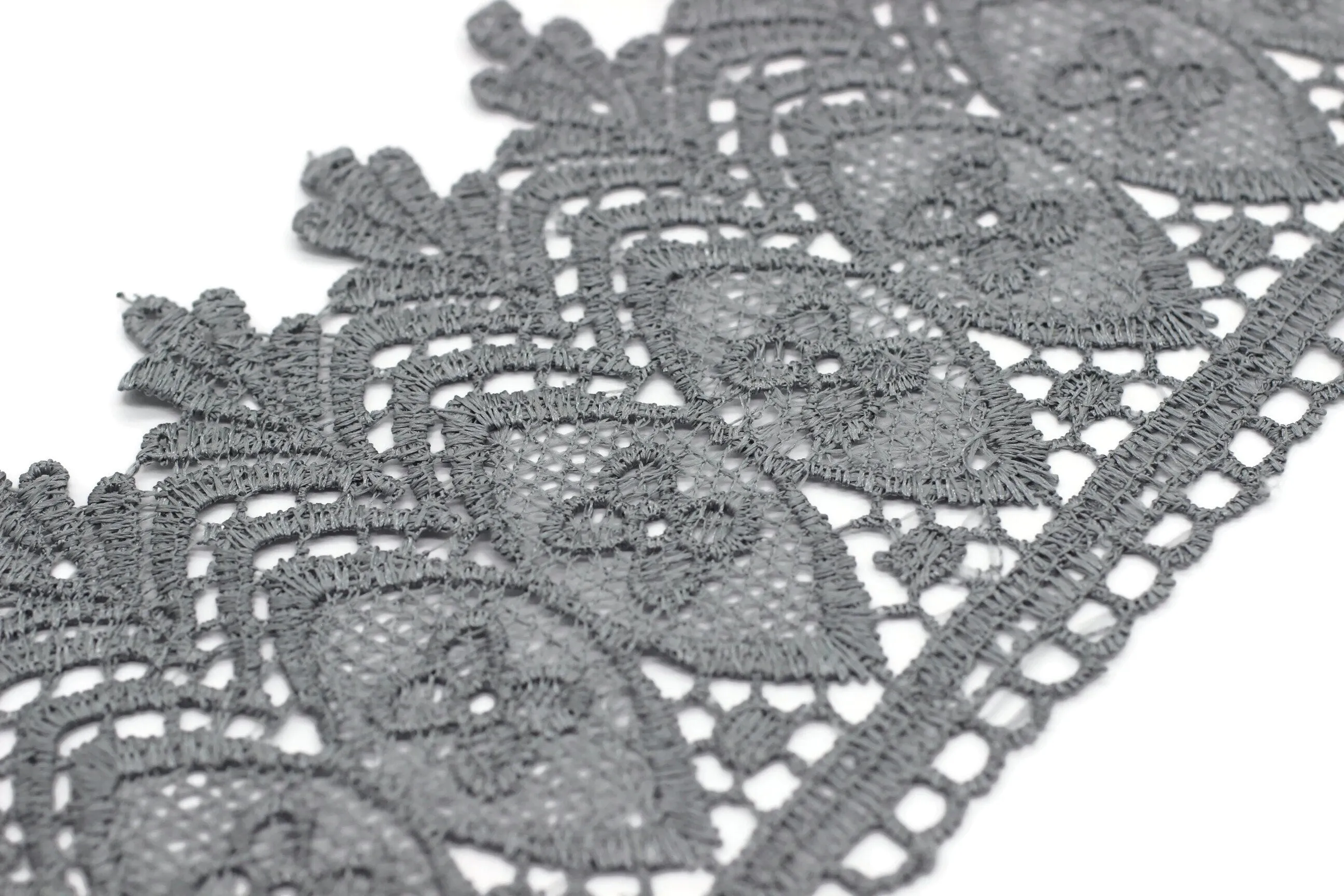 100mm 8 Mt. Dark Grey Bridal Guipure Lace Trim | 3.93 Inch Wide Lace Trim | Geometric Bridal Lace | French Guipure | Lace Fabric TRM100