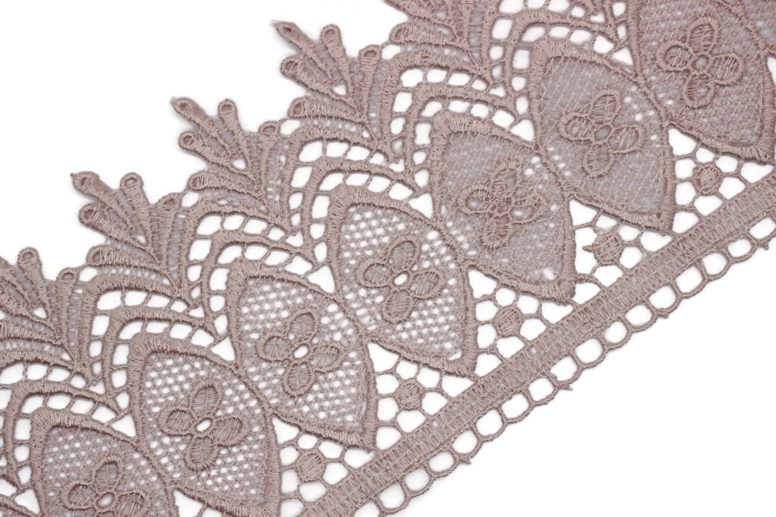 100mm 8 Mt. Powder Bridal Guipure Lace Trim | 3.93 Inches Wide Lace Trim | Geometric Bridal Lace | French Guipure | Lace Fabric TRM100