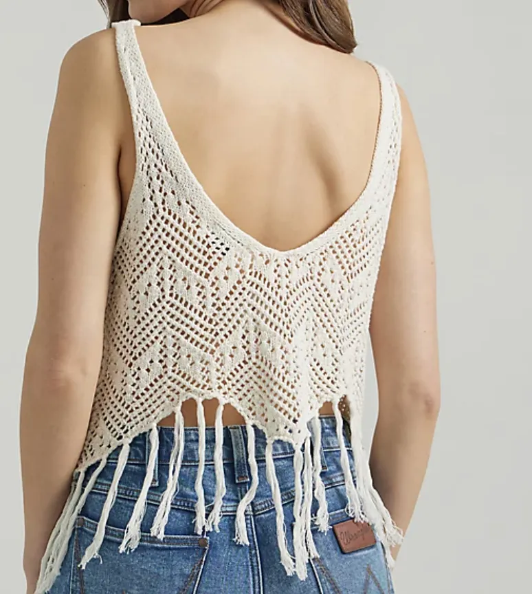 112347181 - Wrangler Retro Crochet Fringe Vest