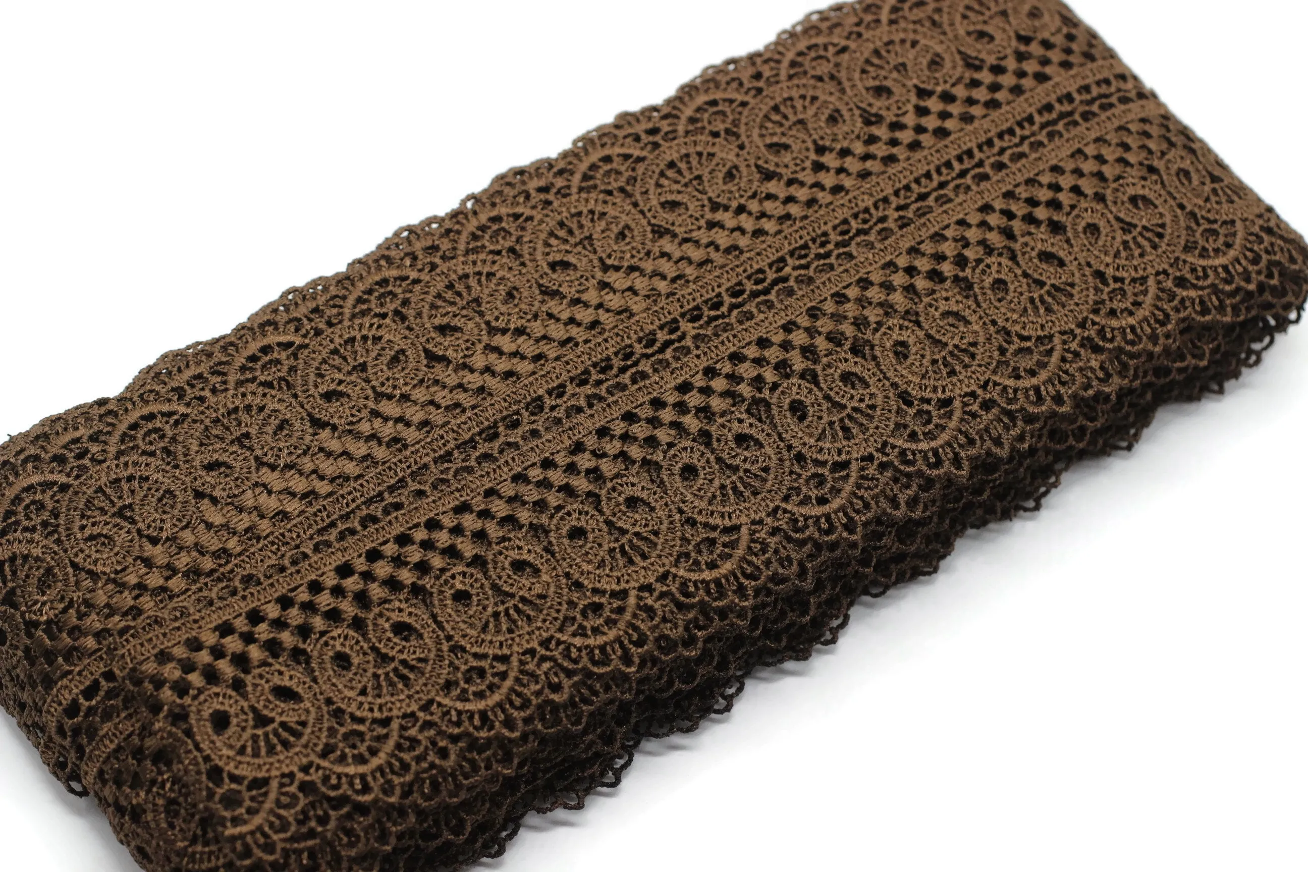 19.6 Yards Brown Bridal Guipure Lace Trim | 2.1 Inches Wide Lace Trim | Geometric Bridal Lace | French Guipure | Guipure Lace Fabric TRM53