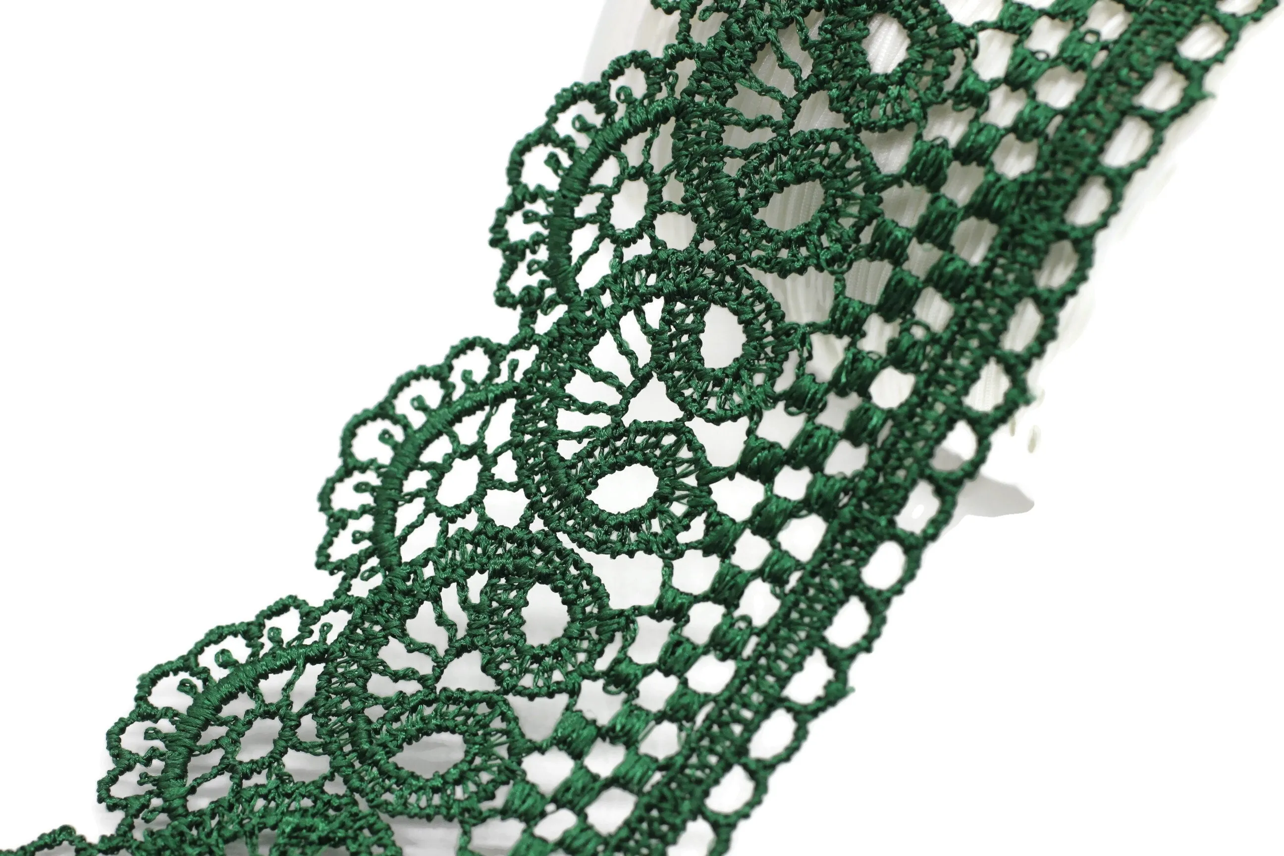 19.6 Yards Green Bridal Guipure Lace Trim | 2.1 Inches Wide Lace Trim | Geometric Bridal Lace | French Guipure | Guipure Lace  TRM53