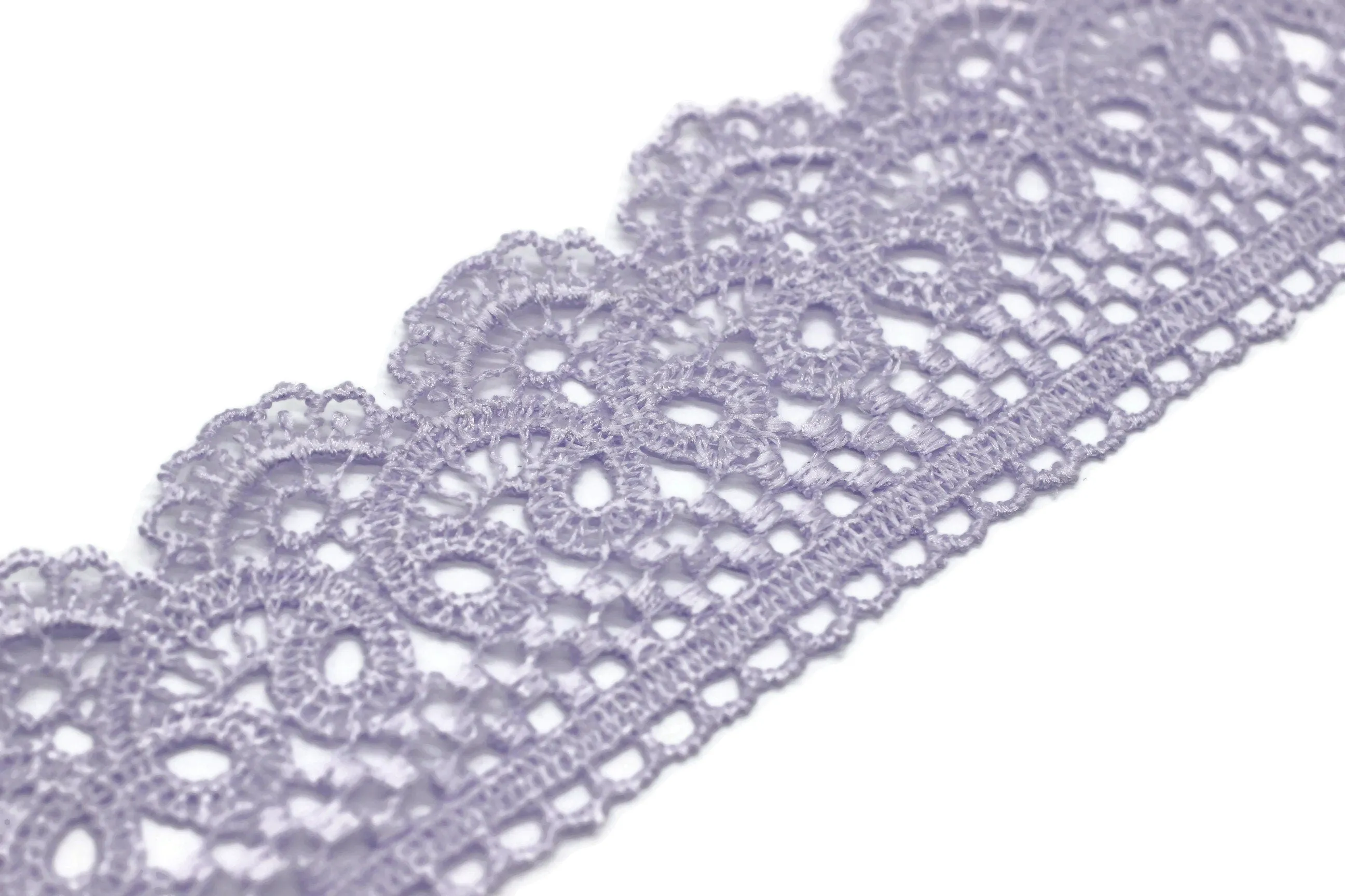 19.6 Yards Lilac Bridal Guipure Lace Trim | 2.1 Inches Wide Lace Trim | Geometric Bridal Lace | French Guipure | Guipure Lace Fabric TRM53