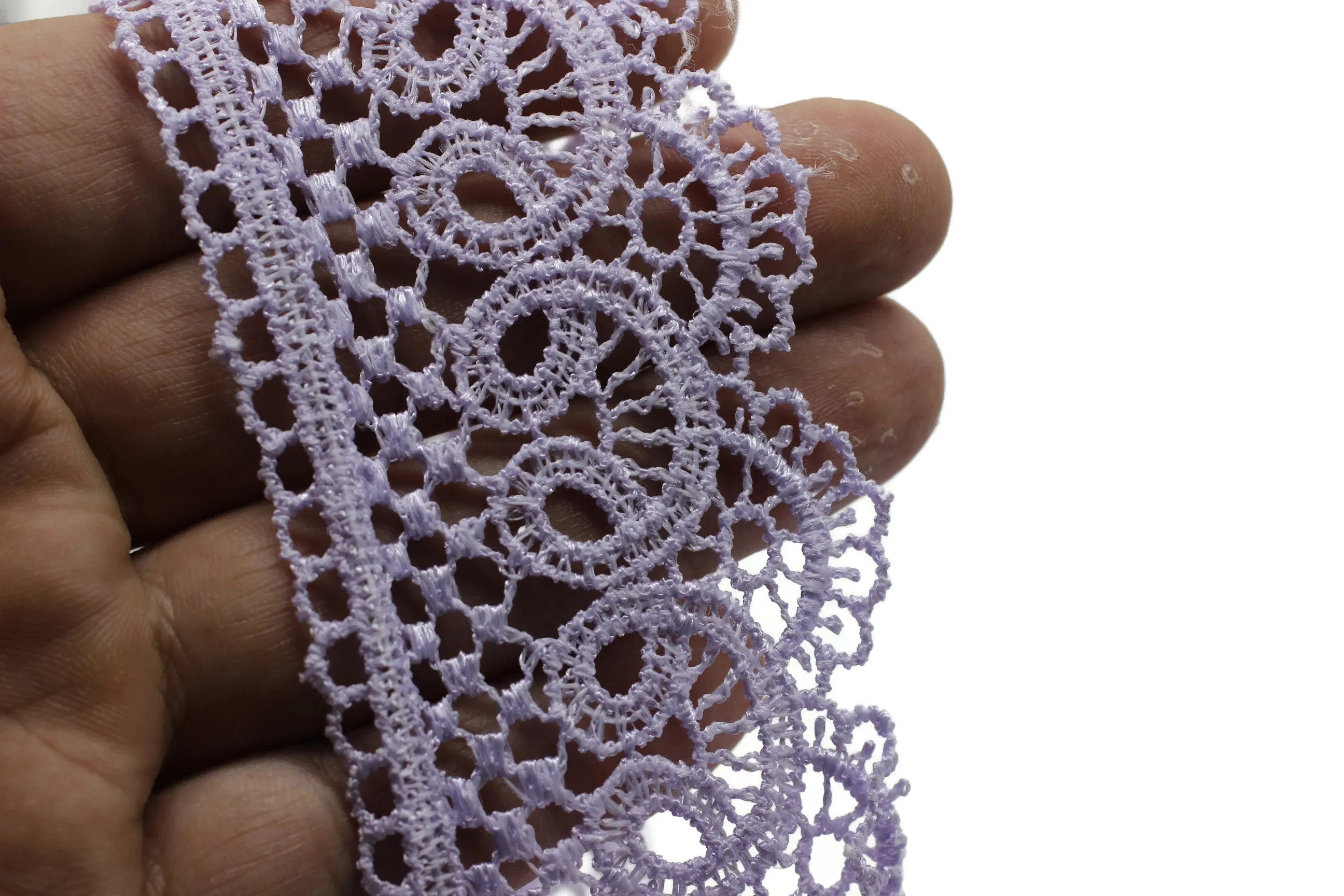 19.6 Yards Lilac Bridal Guipure Lace Trim | 2.1 Inches Wide Lace Trim | Geometric Bridal Lace | French Guipure | Guipure Lace Fabric TRM53