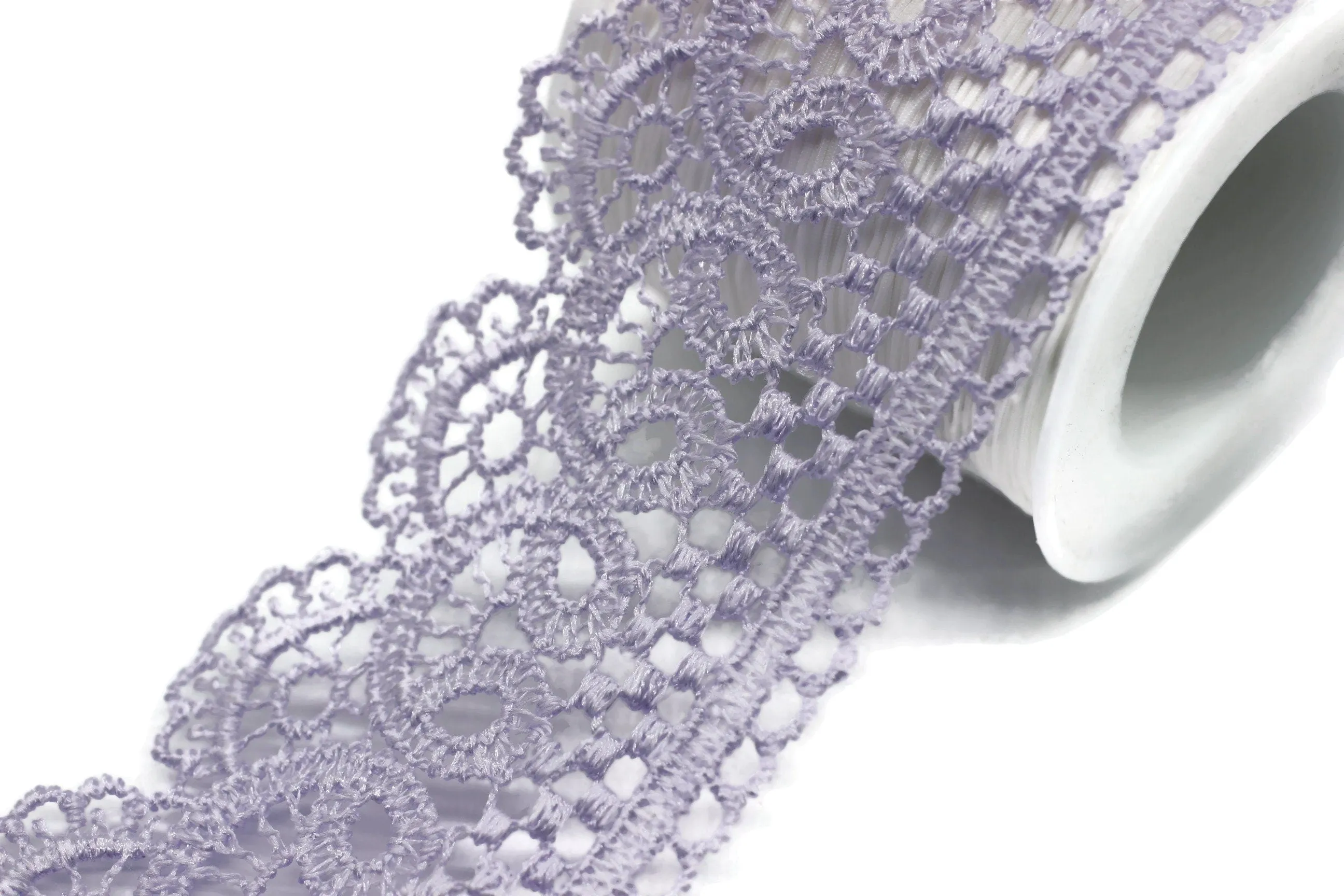 19.6 Yards Lilac Bridal Guipure Lace Trim | 2.1 Inches Wide Lace Trim | Geometric Bridal Lace | French Guipure | Guipure Lace Fabric TRM53