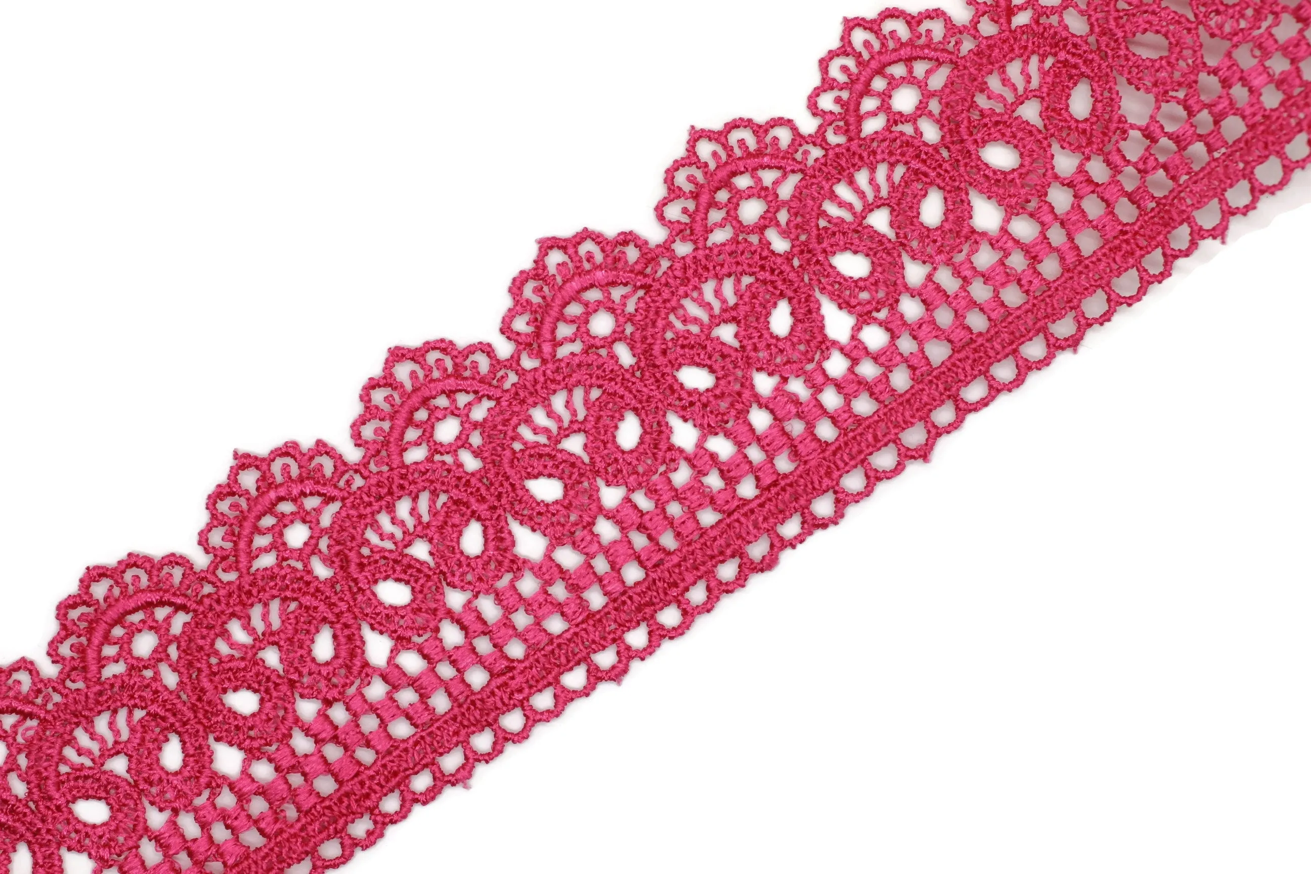 19.6 Yards Pink Bridal Guipure Lace Trim | 2.1 Inches Wide Lace Trim | Geometric Bridal Lace | French Guipure | Guipure Lace Fabric TRM53