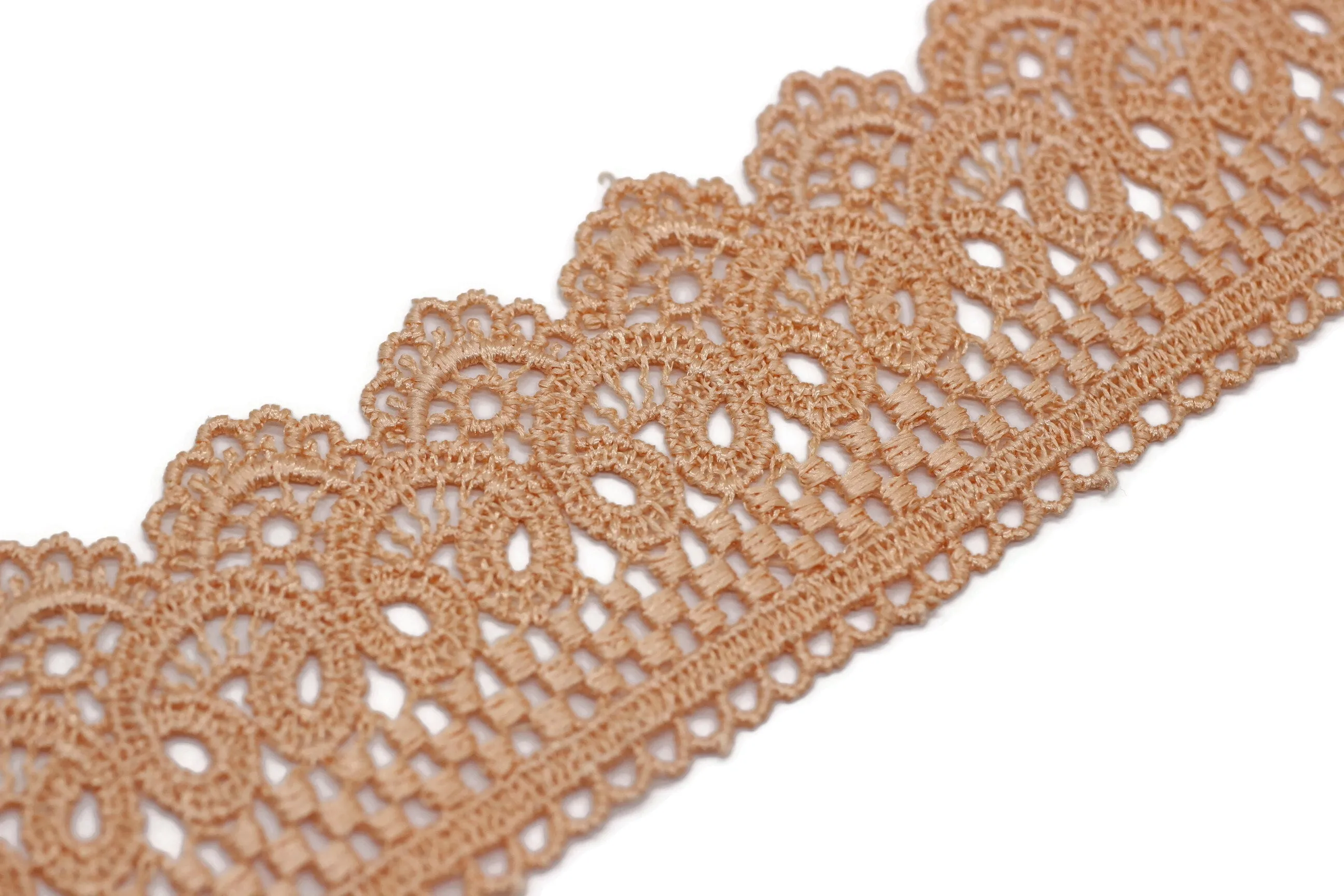 19.6 Yards Poudre Bridal Guipure Lace Trim | 2.1 Inches Wide Lace Trim | Geometric Bridal Lace | French Guipure | Guipure Lace Fabric TRM53