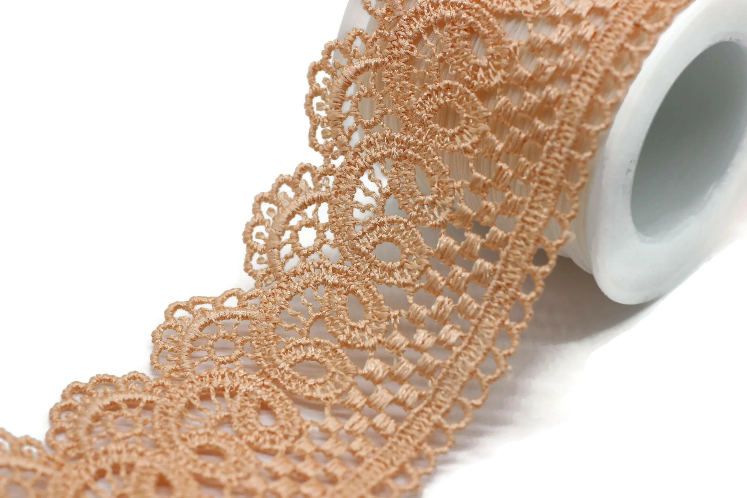 19.6 Yards Poudre Bridal Guipure Lace Trim | 2.1 Inches Wide Lace Trim | Geometric Bridal Lace | French Guipure | Guipure Lace Fabric TRM53