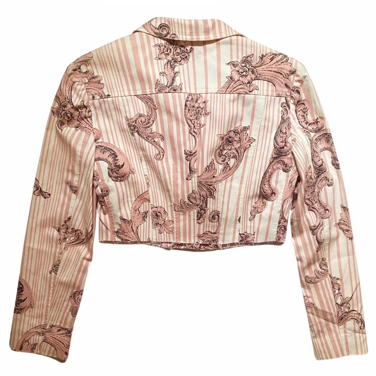 1990s Moschino Pink Striped Cropped Blazer