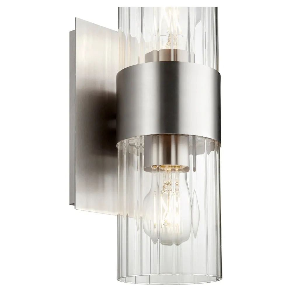 2 Light Soft Contemporary Satin Nickel Wall Sconce