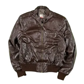 70s Sears Mahogany Brown Leather Cafe Racer Biker Jacket- L