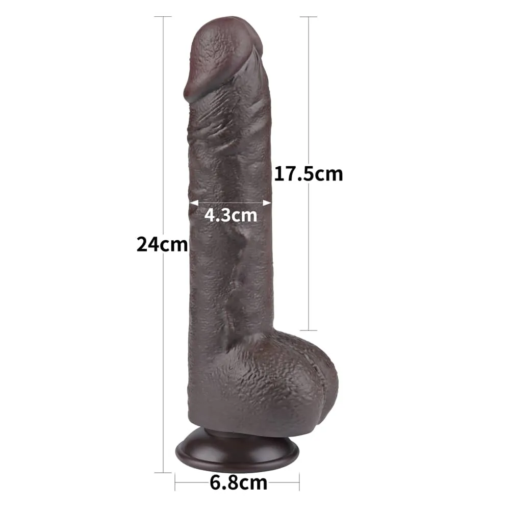 9.5'' Sliding Skin Dual Density Dildo Black