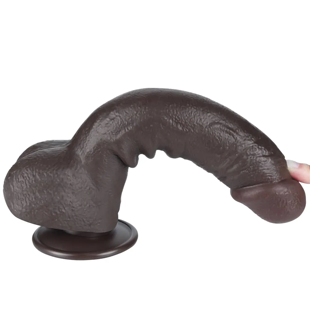 9.5'' Sliding Skin Dual Density Dildo Black