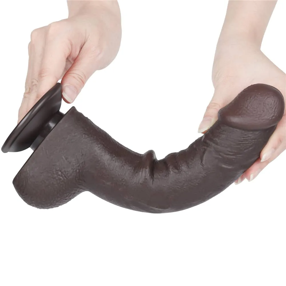 9.5'' Sliding Skin Dual Density Dildo Black