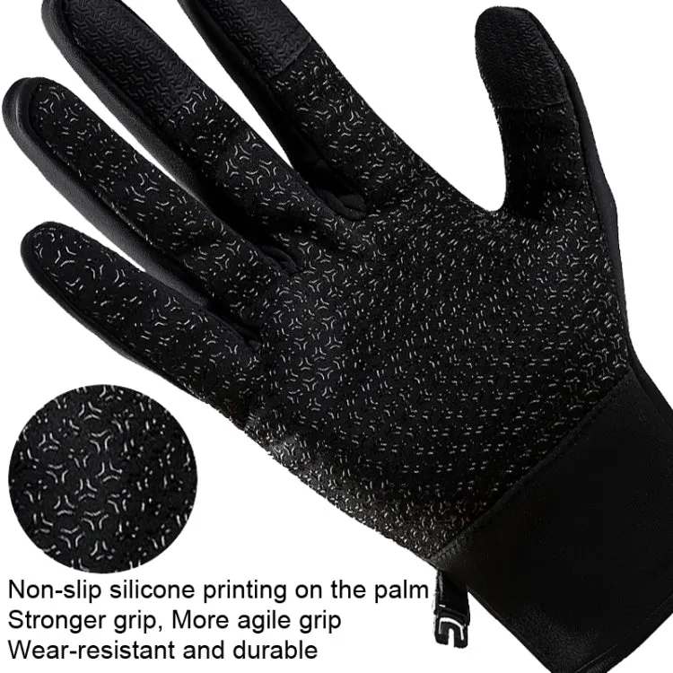 A045 Cycling Gloves Touch Screen Windproof Waterproof Sport Keep Warm Gloves, Size: L(Black)