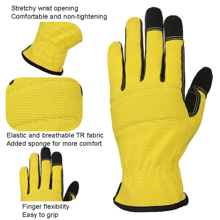 A9015 Gardening Work Touch Screen Stretch Breathable Labor Machinery Protection Gloves(L Gray)