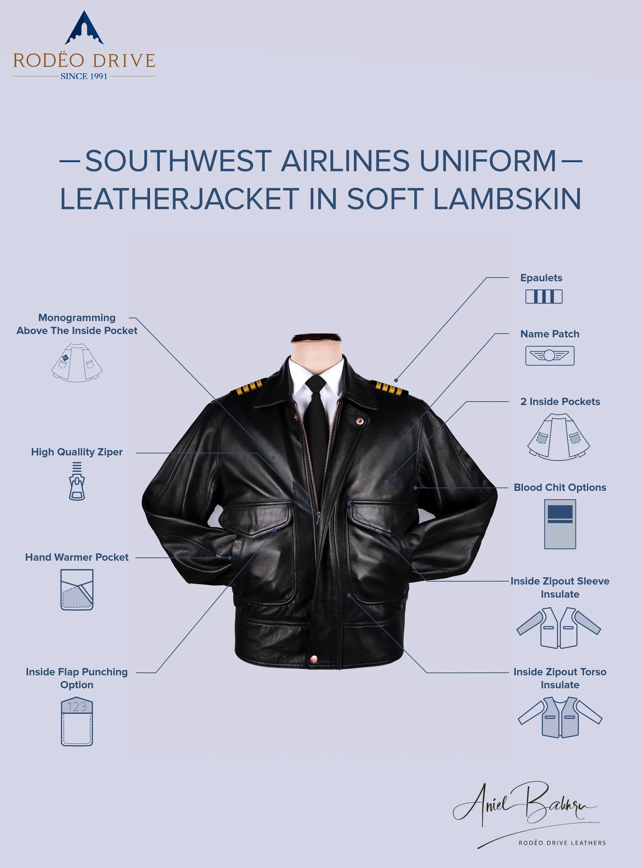 ALL AIRLINES UNIFORM LEATHER JACKETS MEN