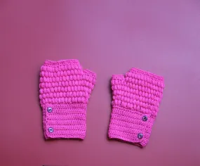 Alpaca Gloves Buttons Fuchsia