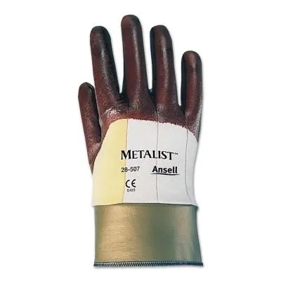 Ansell Hycron Nitrile Coated Gloves, 8, Brown, 28-507-8