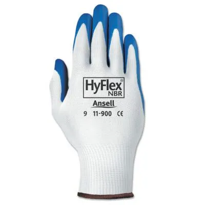 Ansell HyFlex NBR Gloves, 8, Blue/White, 11-900-8