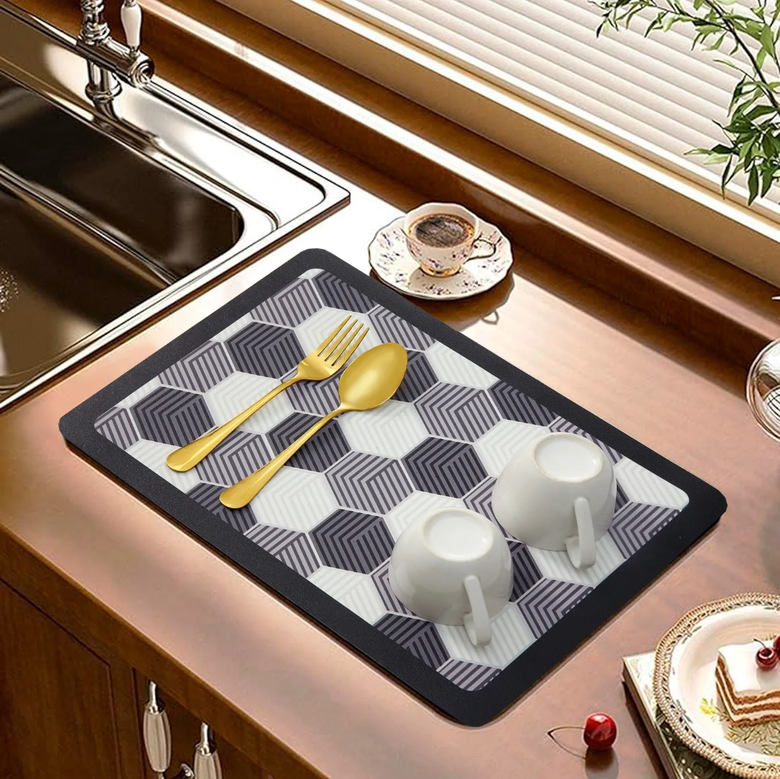 Anti Slip Dish Drying Mat- 5763 Hexagonal