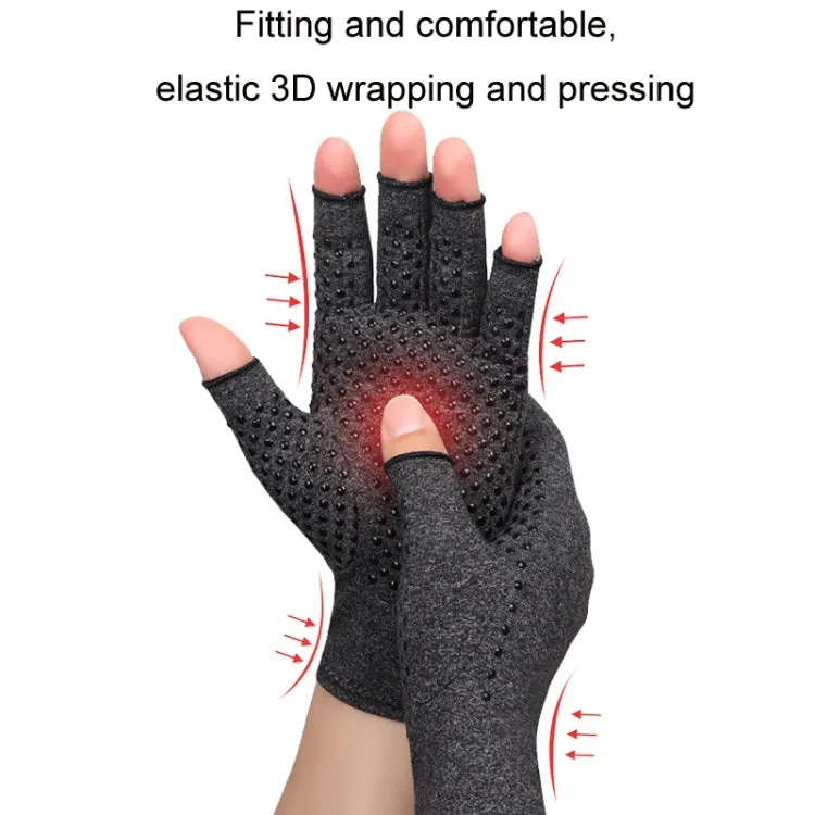 Arthritis Rehabilitation Silicone Non-slip Cycling Half Finger Gloves, Size: XL(Gray)