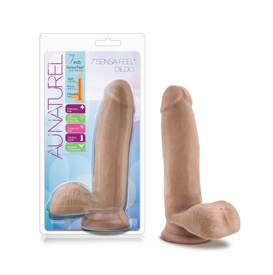 Au Naturel Dildo with Balls - 7 inch (Caramel)