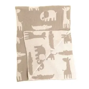 Baby Blanket Grey and White Animals