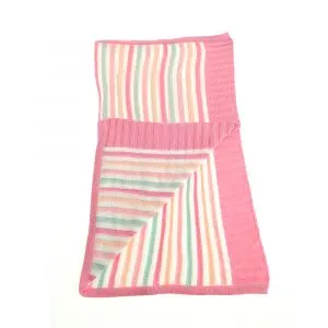 Baby Blanket Pink and Green Stripes