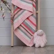 Baby Blanket Pink and Grey Stripes