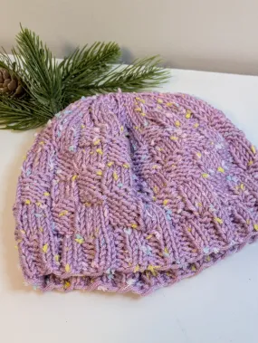 Baby Hat - 12 to 18 months - Orchid Fleck, Basketweave design