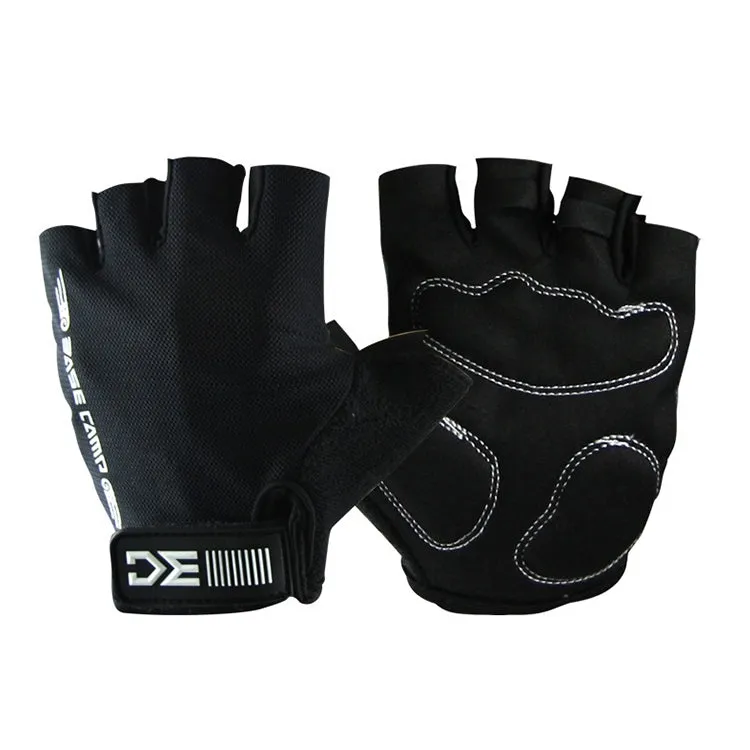 BaseCamp BC-204 Bicycle Half Finger Gloves Lycra Fabric Cycling Gloves, Size: XL(Black)