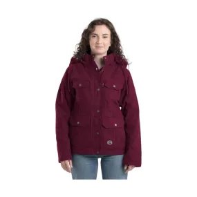 Berne Women's Vintage Washed Duck Barn Coat - Maroon FINAL SALE!