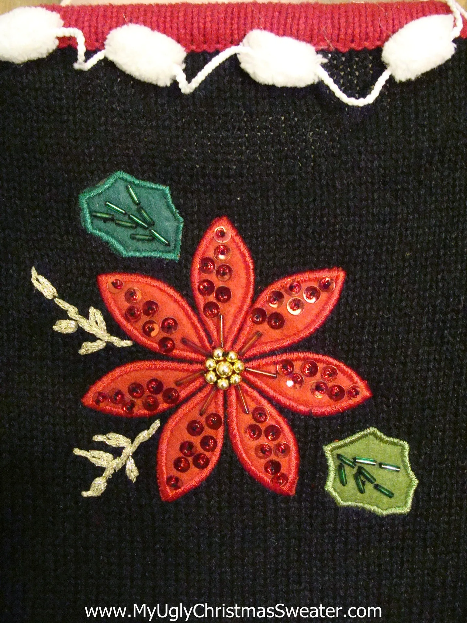 Bling Poinsettias Corny Christmas Sweater Vest