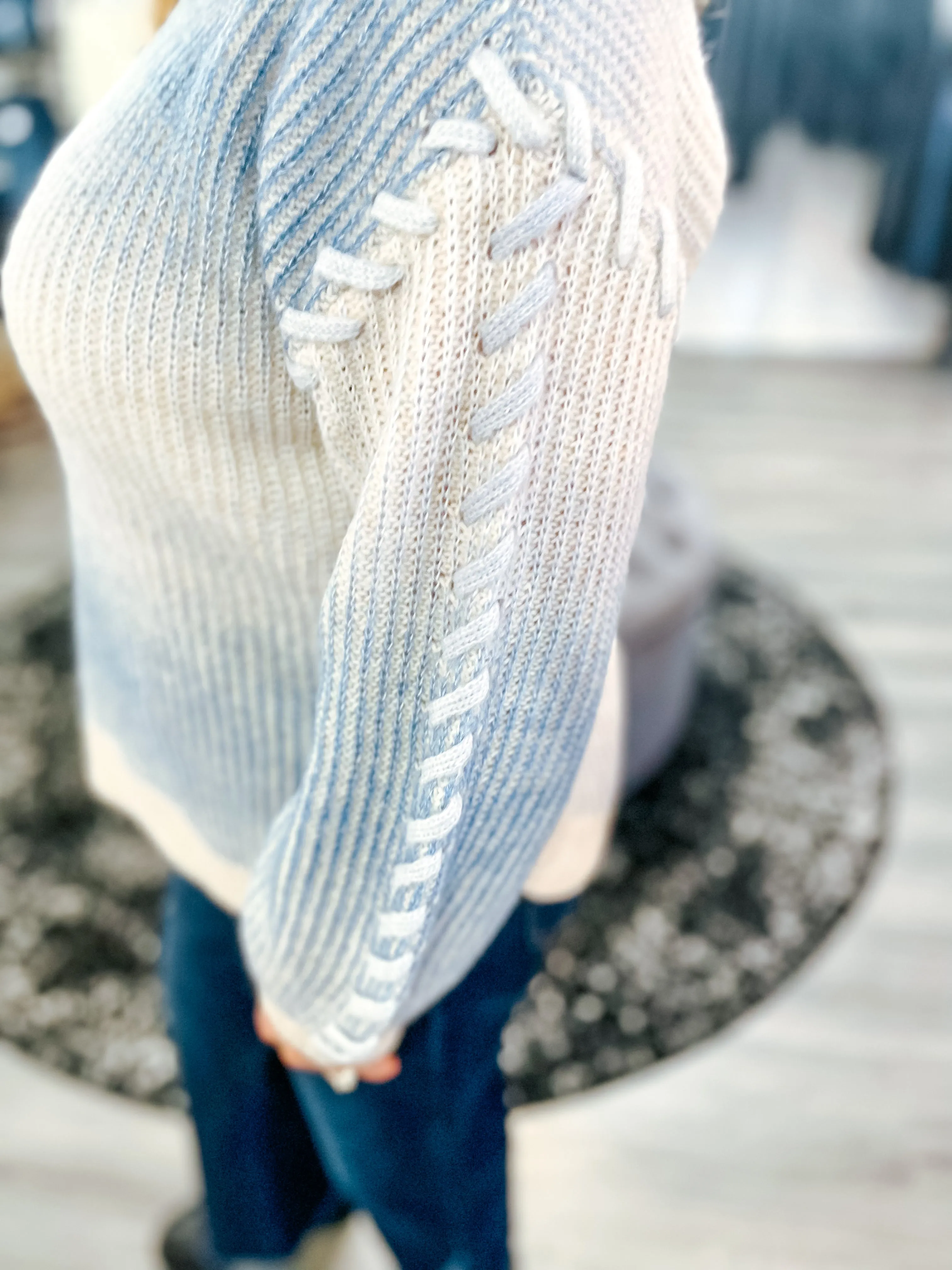 Blue Ombre Whipstitch Sweater