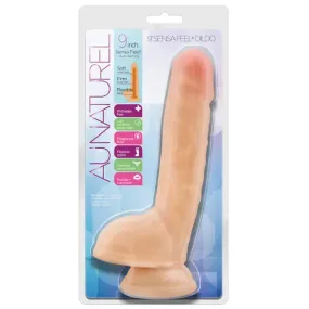 Blush Au Naturel 9 in. Posable Dual Density Dildo with Balls & Suction Cup Beige