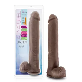 Blush Au Naturel Daddy 14 in. Posable Dual Density Dildo with Balls & Suction Cup Brown