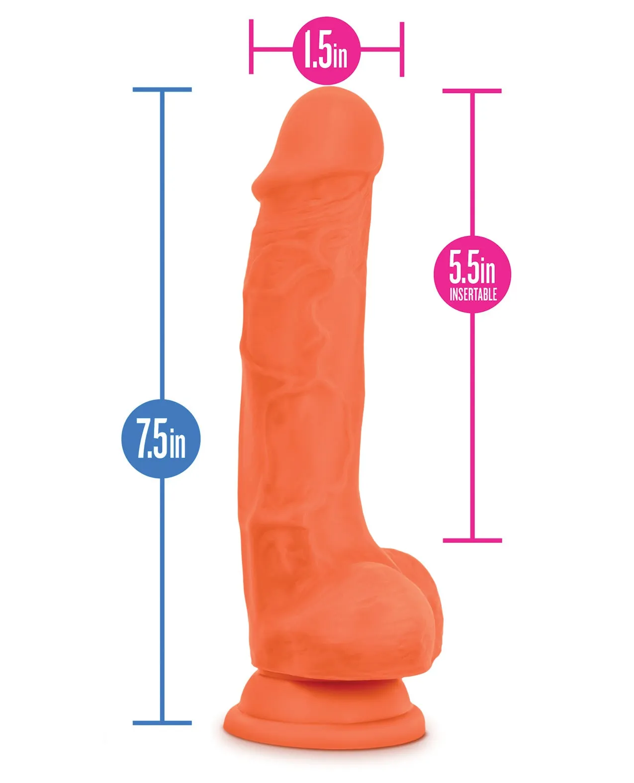 Blush Neo Elite 7.5" Silicone Dual Density Cock w/Balls - Neon Orange