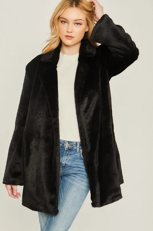 Bohemian Woven Solid Soft Teddy Collar Coat