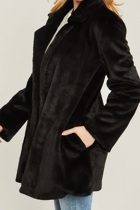 Bohemian Woven Solid Soft Teddy Collar Coat