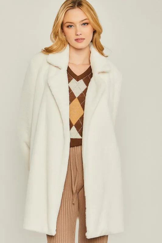 Bohemian Woven Solid Soft Teddy Collar Coat