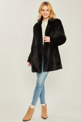 Bohemian Woven Solid Soft Teddy Collar Coat