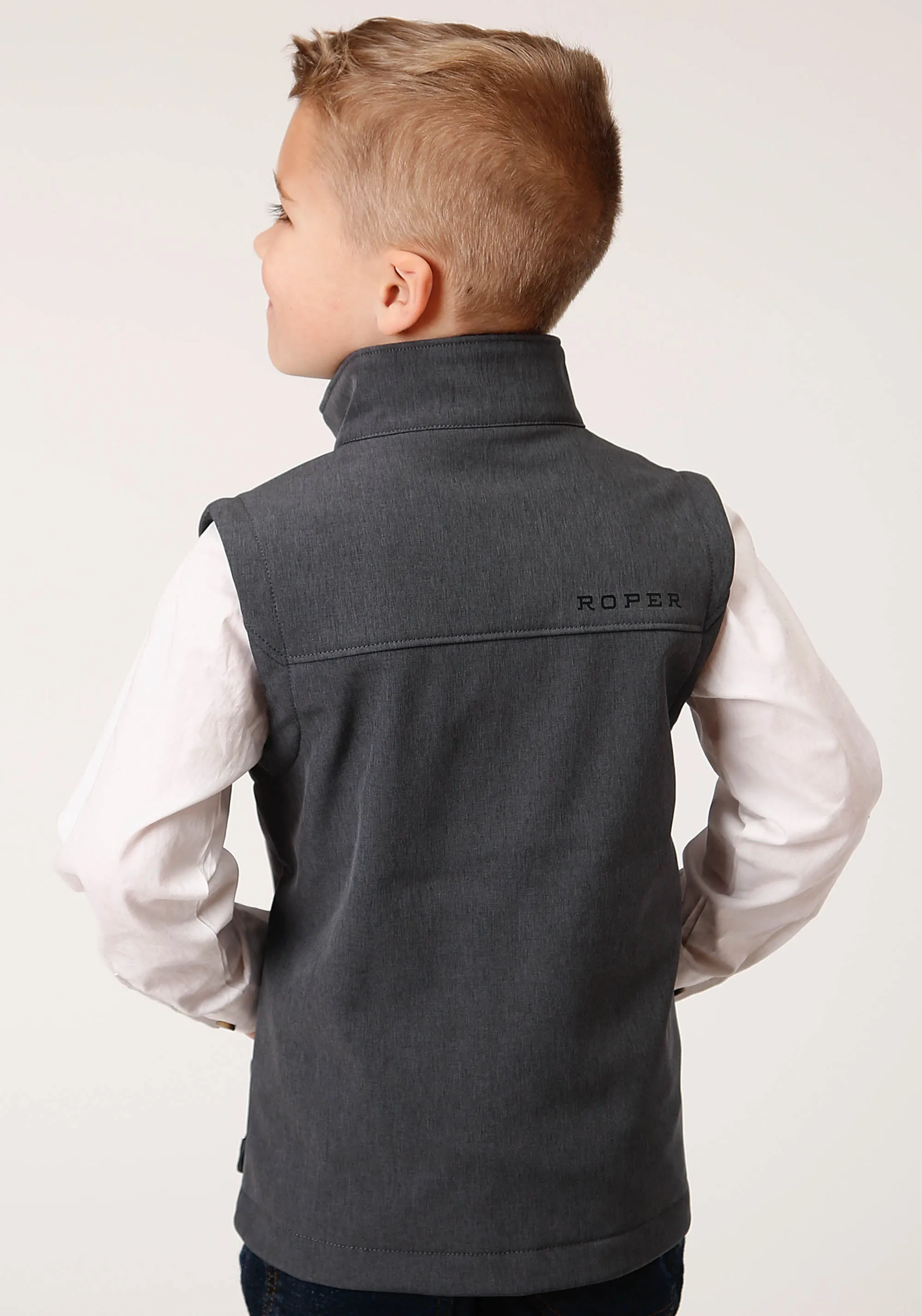 BOYS  HEATHER GREY SOFT SHELL TECH VEST