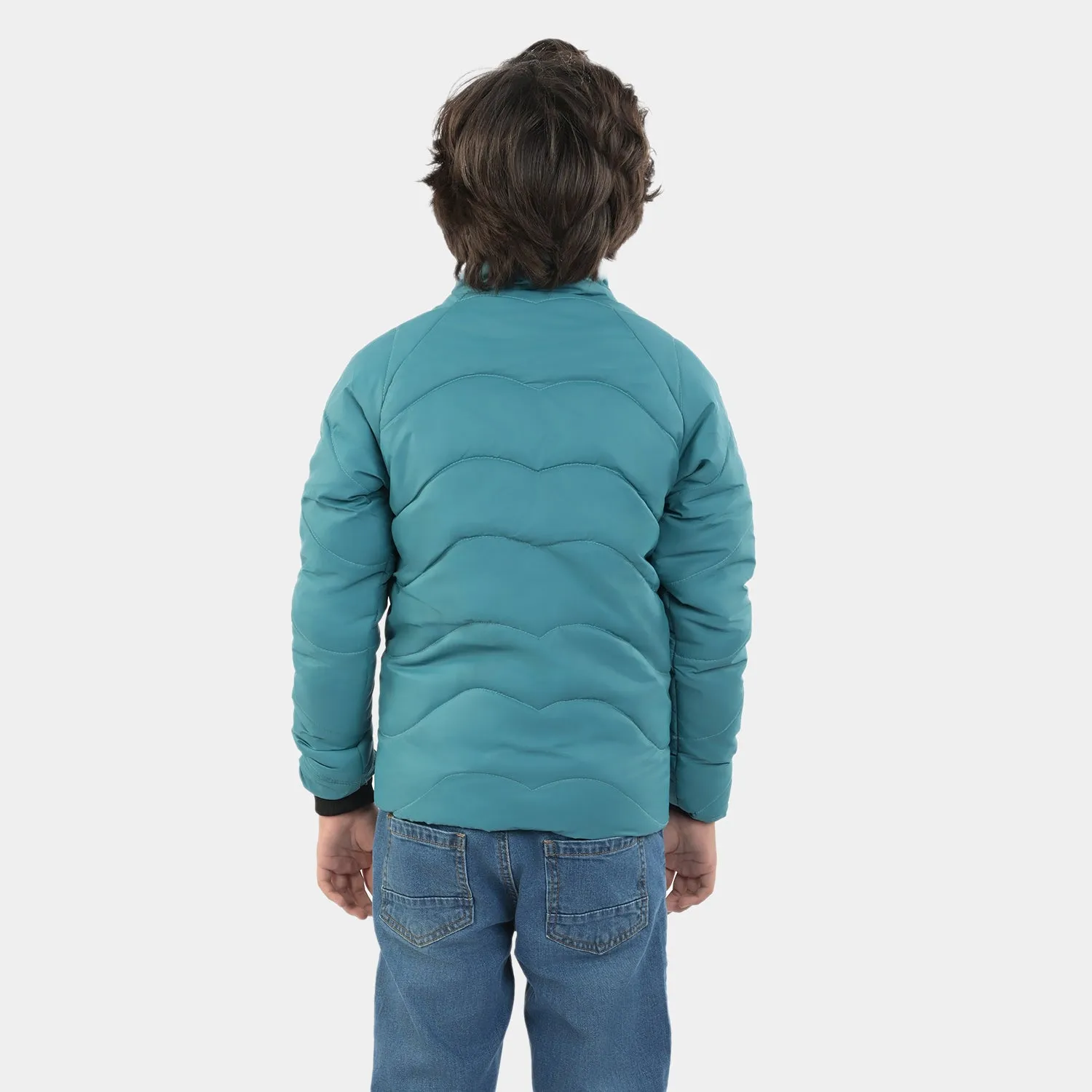 Boys Taffeta Quilted Jacket Chevron-Teal