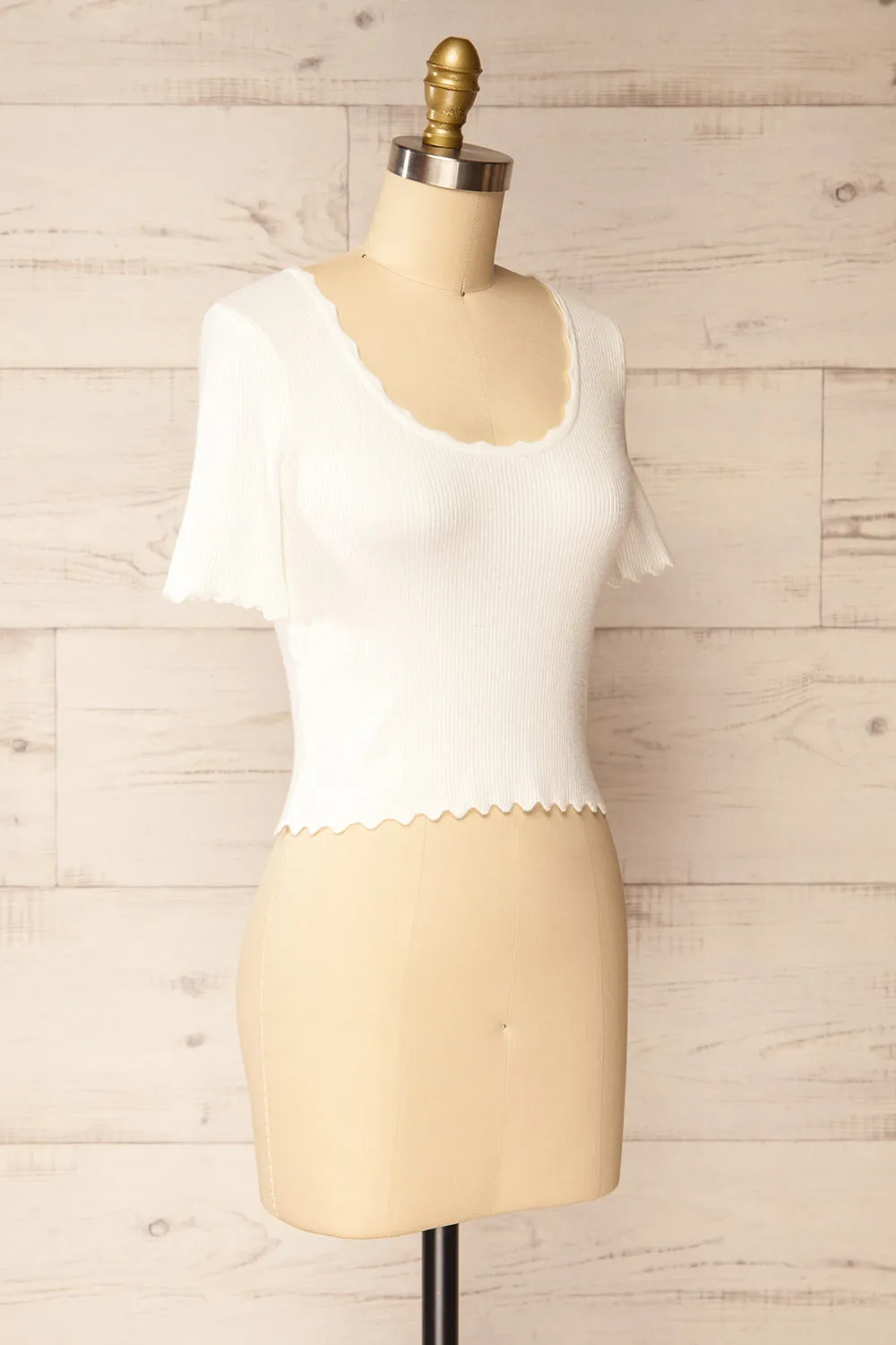 Brussels White | Cropped Ribbed Top