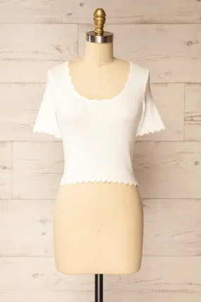 Brussels White | Cropped Ribbed Top