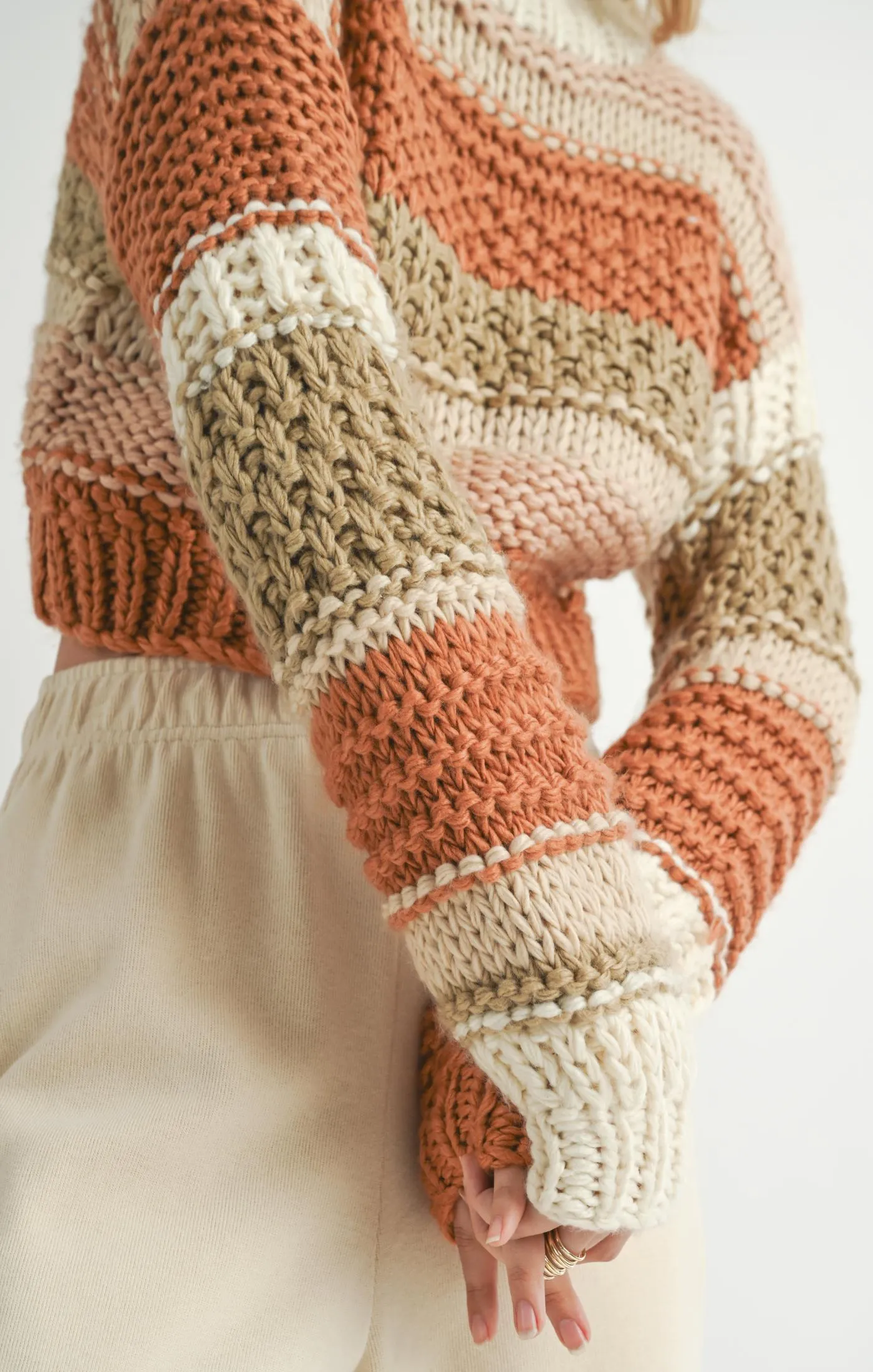 Butter Pecan Chunky Sweater - Brick Multi